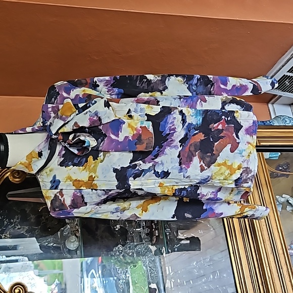Daniela Corte Silk Multicolored Blouse with self tie Scarf - Picture 1 of 8
